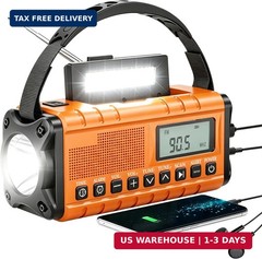 10000mAh/37000mWh Emergency Radio-Weather Radio Portable AM FM Auto Scan with So