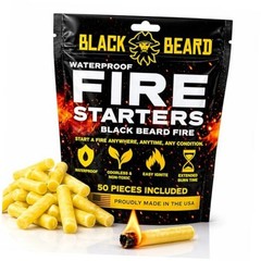 Black Beard Fire Plugs (50 Plugs) | 100% Weatherproof Fire Starter for
