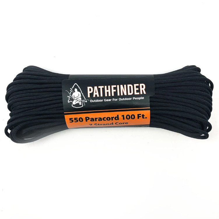 Pathfinder Paracord Black 550 Pounds of Strength 100 Feet 7-Strand Core Cordage