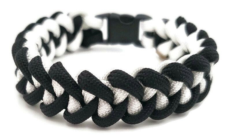 Paracord Bracelet 550 Black/White Jawbone Tactical 550 U.S. Hand Made