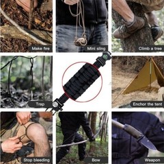 21 in 1 Survival Bracelet, Paracord Outdoor Sport Wristband Kit Black/Green