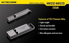 Nitecore NWS10 Whistle Outdoor Emergency TC4 Titanium Alloy Survival SOS Caller