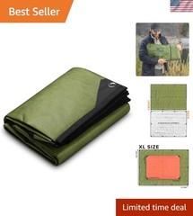XL Heavy Duty Survival Blanket – Insulated Reflective Tarp 8.5×12 ft Olive Green