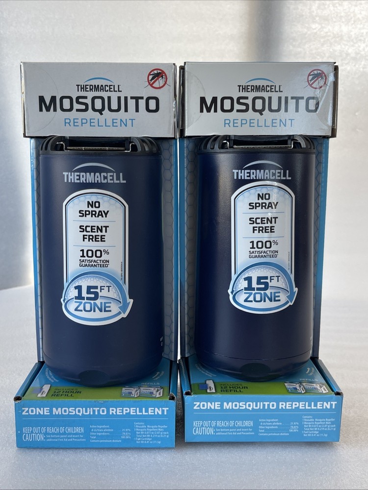 THERMACELL Mosquito Repellent Zone Device 15ft No Spray Scent Free NEW 2 Pack