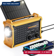 12000mAh Emergency Weather Radio Solar Hand Crank AM/FM/NOAA Phone Charger Toy