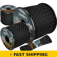 Thadavo Reflective Paracord Rope 850lb 100FT Black