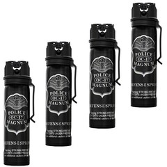 4 POLICE MAGNUM Pepper Spray 4 ounce Flip Top Belt Clip Stream Defense Security