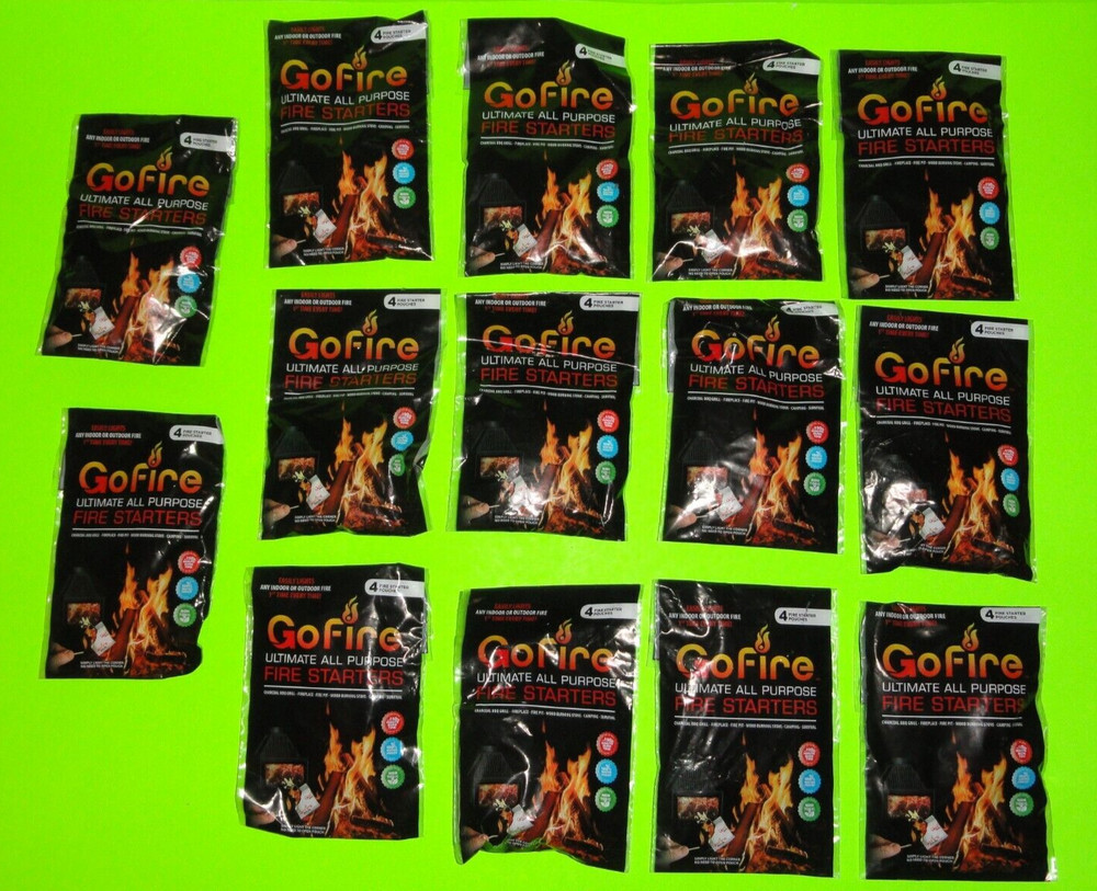 14x 4PK=56 GoFire Fire Starters Hiking Camping Survival Grill Stove Pit NonToxic